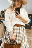 FEELING GOOD PLAID RUFFLE HANDKERCHIEF HEM MIDI SKIRT