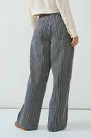 The Harbor Drawstring Wide-Leg Jeans (Black/Off White Stripe)
