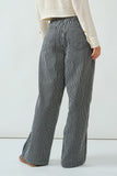The Harbor Drawstring Wide-Leg Jeans (Black/Off White Stripe)