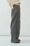 The Harbor Drawstring Wide-Leg Jeans (Black/Off White Stripe)