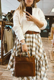 FEELING GOOD PLAID RUFFLE HANDKERCHIEF HEM MIDI SKIRT