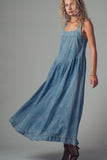 The Savannah Smocked Denim Maxi Dress