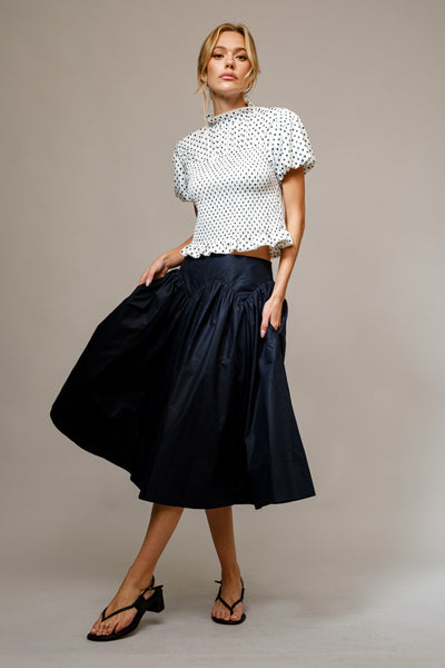 THE HARPER POPLIN MIDI SKIRT