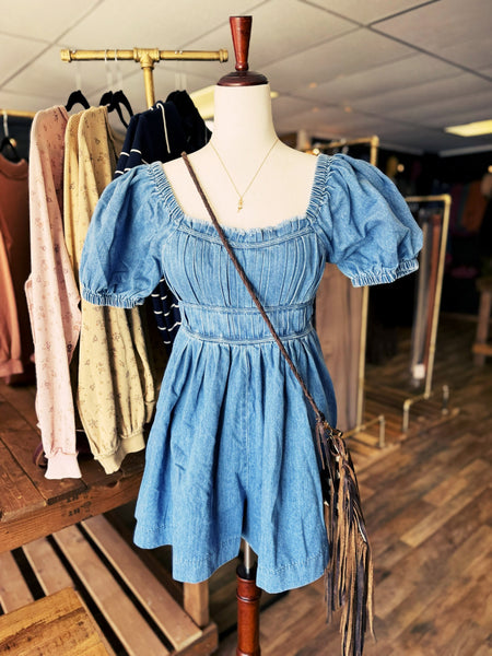 Remi Denim Puffed Sleeve Romper