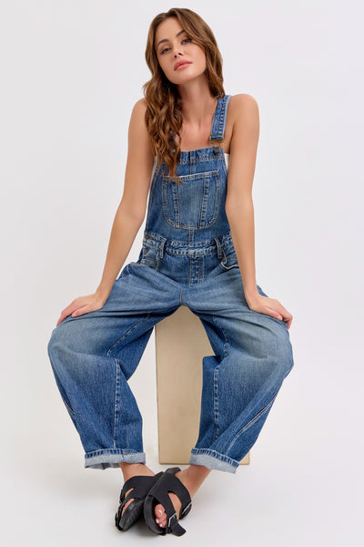 Clair Barrel Overalls MEDIUM WASH