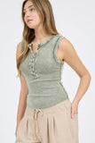 Sleeveless Henley Tank Top