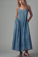 The Savannah Smocked Denim Maxi Dress