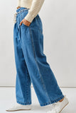 The Harbor Drawstring Wide-Leg Jeans (BLUE)