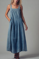 The Savannah Smocked Denim Maxi Dress