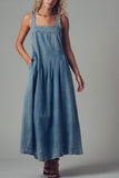 The Savannah Smocked Denim Maxi Dress