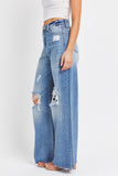 JAY HIGH RISE WIDE LEG DISTRESSED DENIM JEANS (CELLO)