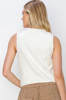 V-NECK BUTTON DOWN VEST (CREAM)