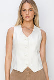 V-NECK BUTTON DOWN VEST (CREAM)