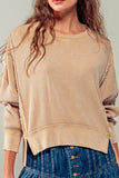 BOXY WAFFLE KNIT LONG SLEEVE