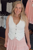 V-NECK BUTTON DOWN VEST (CREAM)