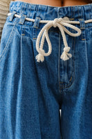 The Harbor Drawstring Wide-Leg Jeans (BLUE)