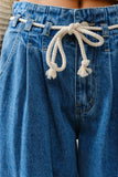 The Harbor Drawstring Wide-Leg Jeans (BLUE)