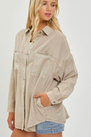 Mello Mood Oversized Button Down Tencel Top