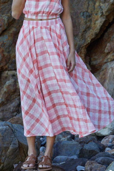 ROSEY Gingham Midi Skirt