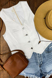 V-NECK BUTTON DOWN VEST (CREAM)