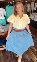 Lemon Sky Puff Sleeve Button Down Shirt