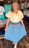 Lemon Sky Puff Sleeve Button Down Shirt