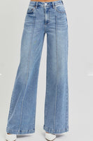 MASON HIGH WAIST WIDE LEG PINTUCK DETAILED JEANS (RISEN)