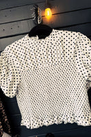 THE HARPER Polka Dot Smocked Top