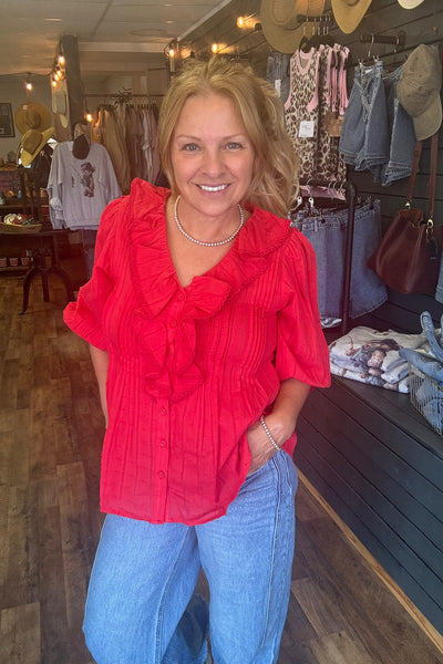 RED HOT RUFFLES TOP
