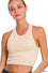 SUMMER WASHED RIBBED SEAMLESS CROPPED TANK TOP W BRA PADS