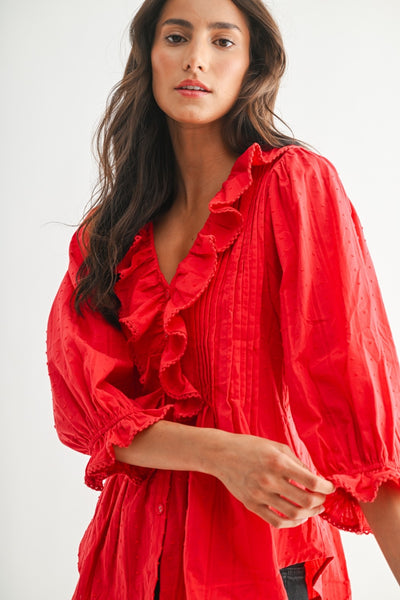 RED HOT RUFFLES TOP